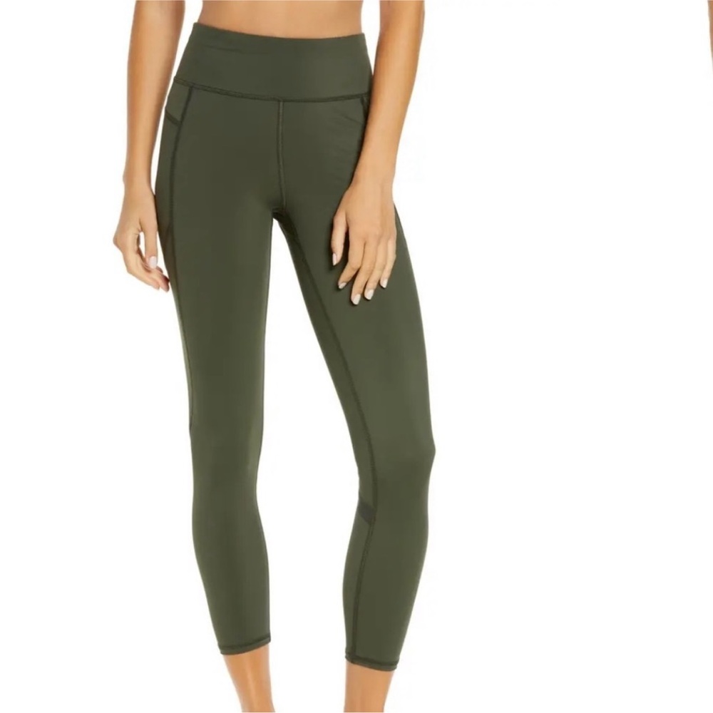 Sweaty Betty Olive Green Women's High-Waisted 3/4 Zero Gravity Leggings